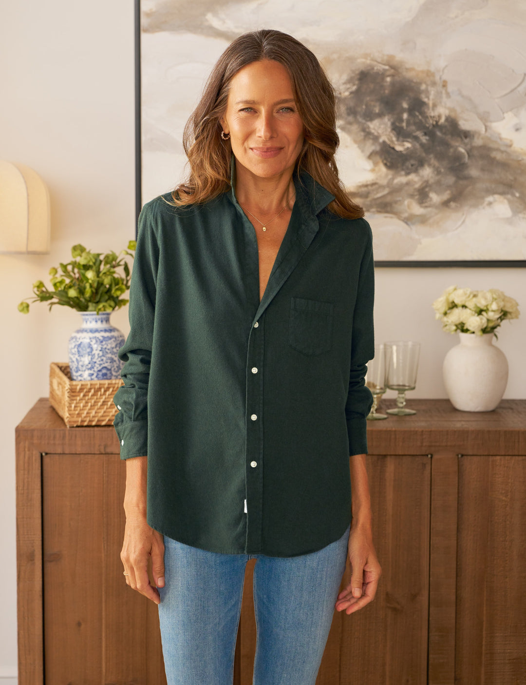 Frank & Eileen - Eileen Relaxed Button Up Flannel in Green