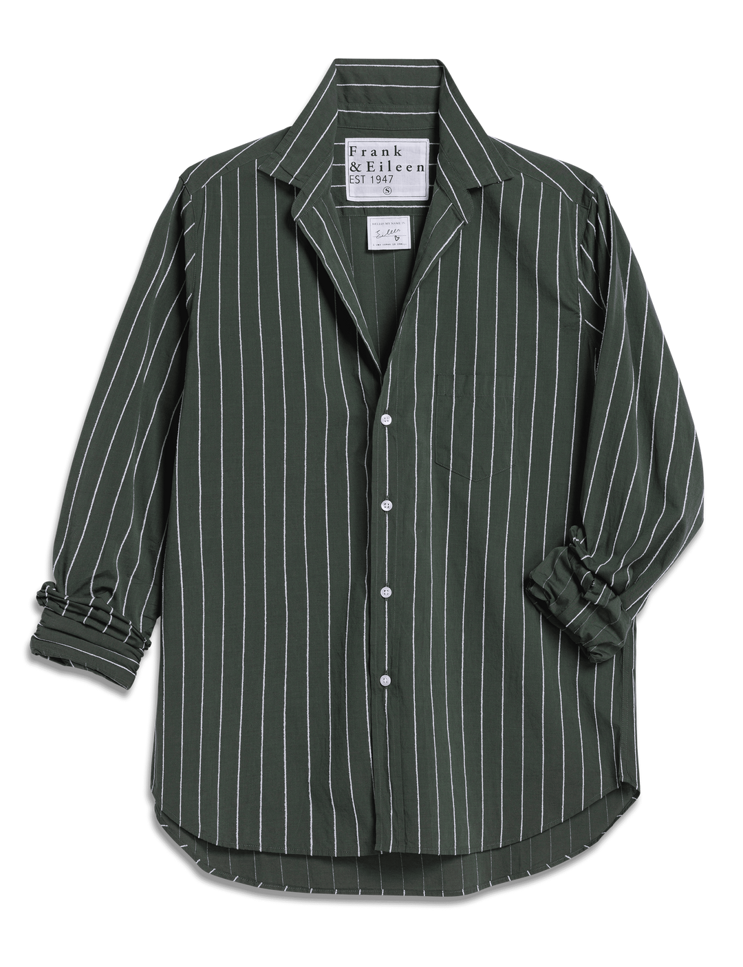 Frank & Eileen - Eileen Relaxed in Green White Stripes