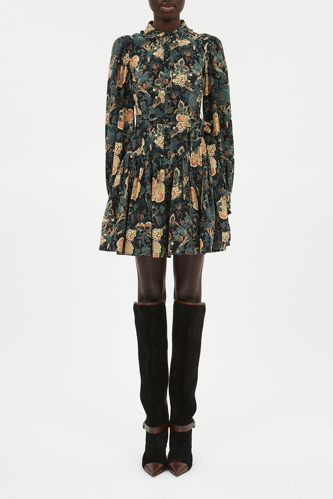 Ulla Johnson - Simona Silk Long Sleeve Mini Dress in Nuit Nuit