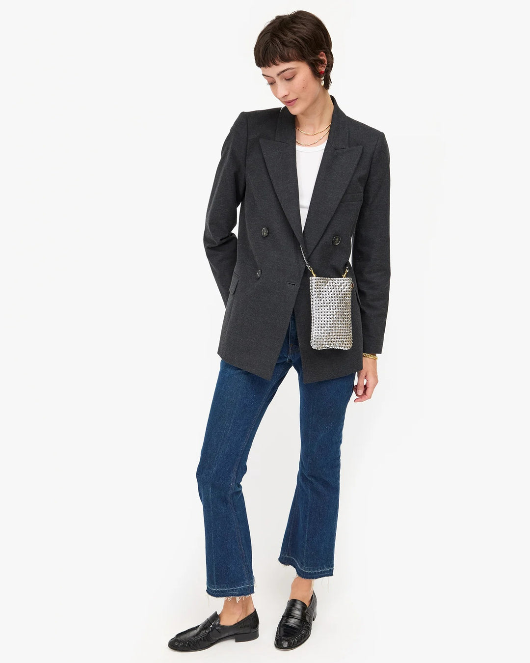 Clare V. - Poche in Silver Woven Etoile Handbag