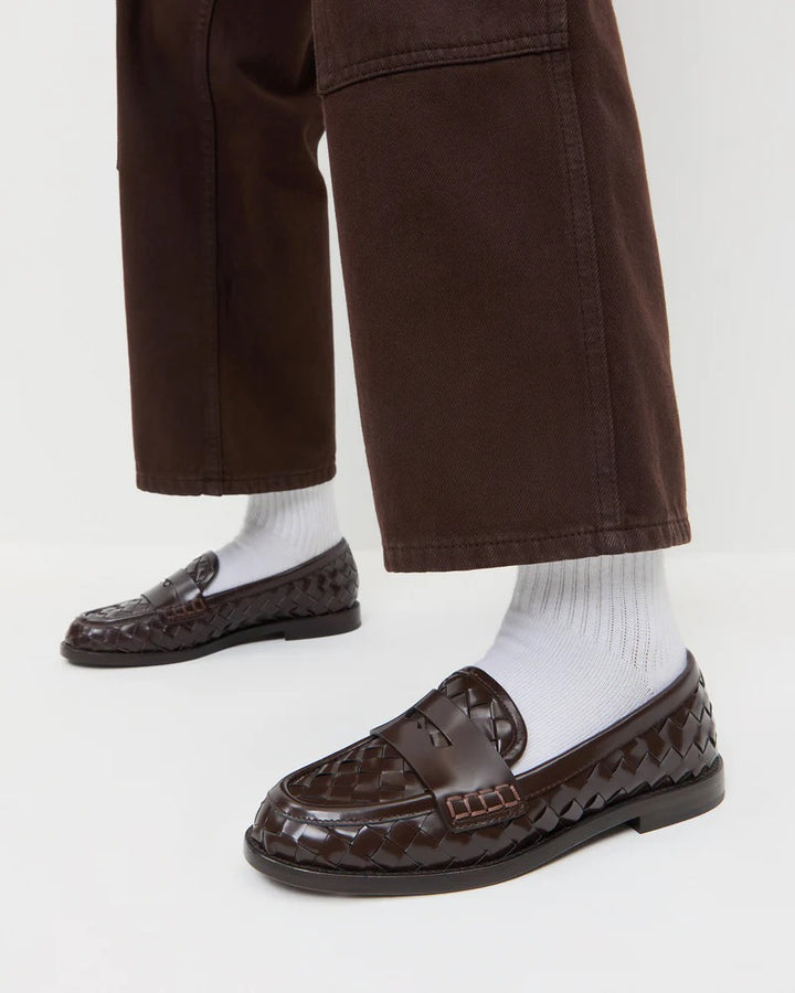 LOEFFLER RANDALL - Rachel Woven Leather Loafer in Espresso