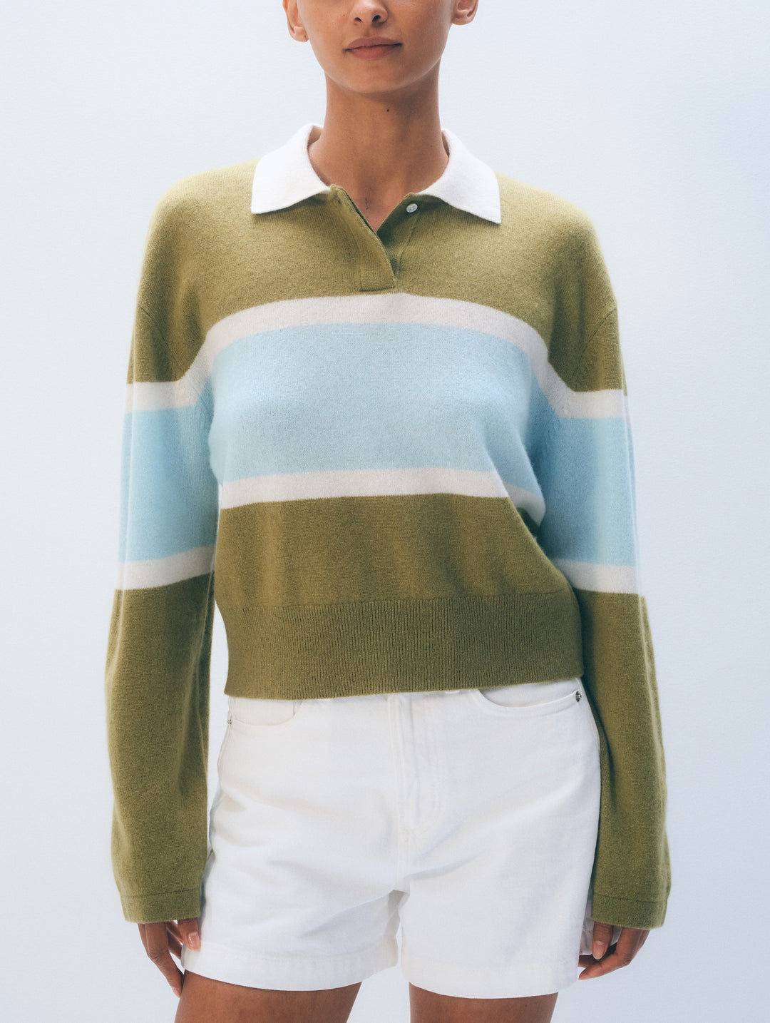 ANINE BING - Cashmere Rugby Polo in Soft Moss