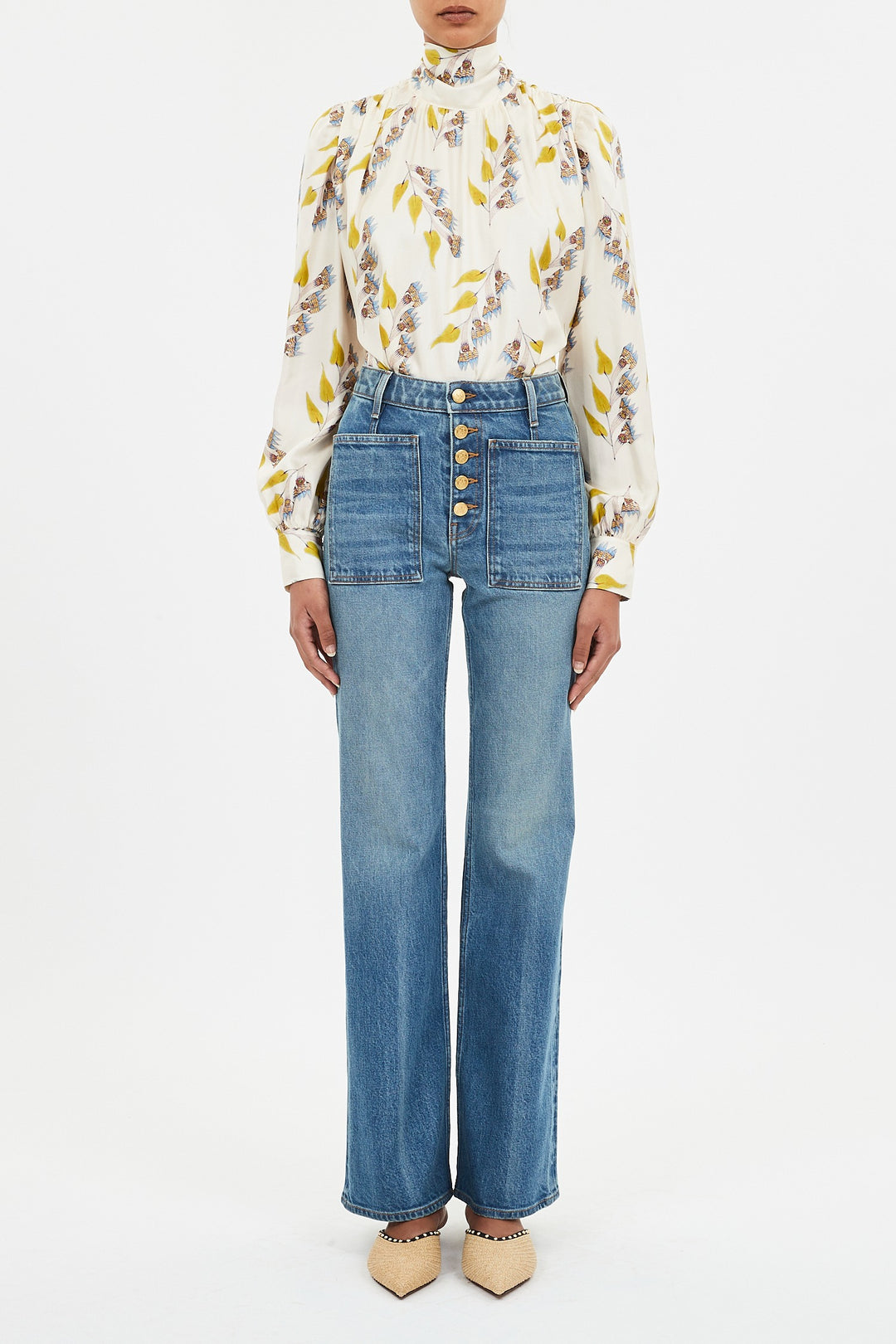 Ulla Johnson - The Stretch Lou Kick Flare Jean in Danube