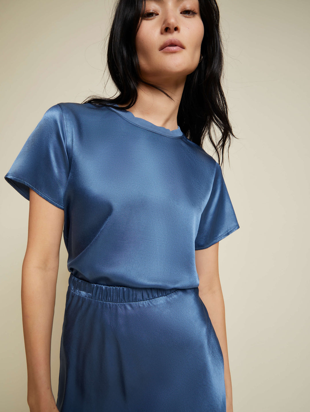 NATION LTD - Marie Boxy Crop in harbor Blue