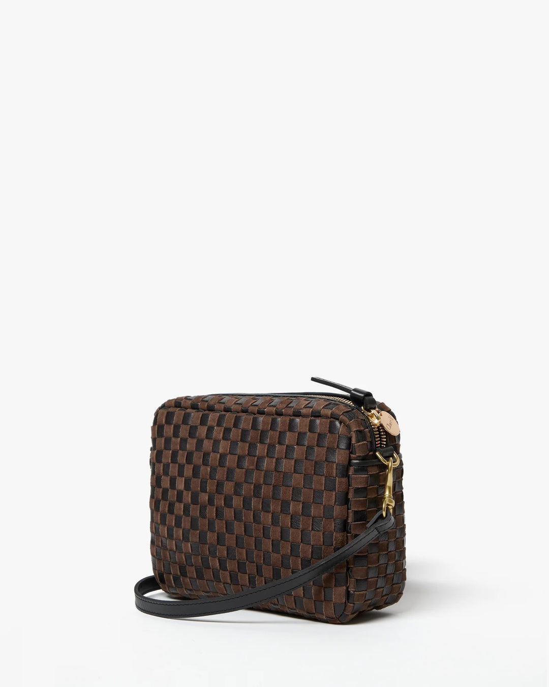 Clare V. - Midi Sac in Black/Chocolate Woven Checker