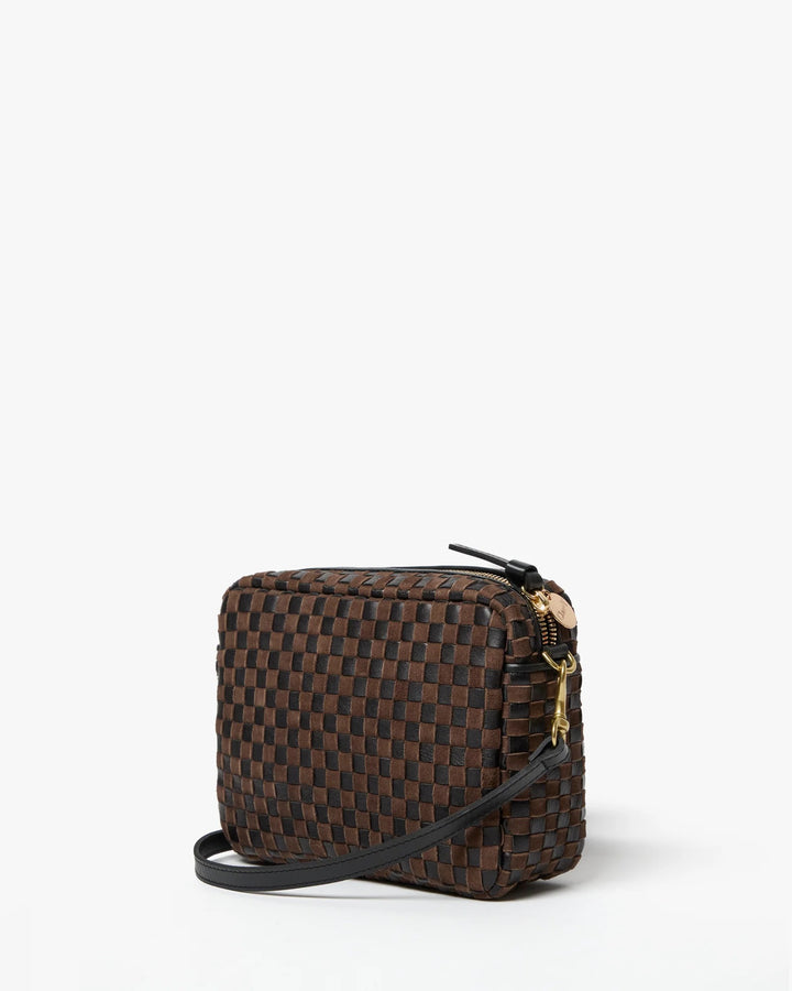 Clare V. - Midi Sac in Black/Chocolate Woven Checker