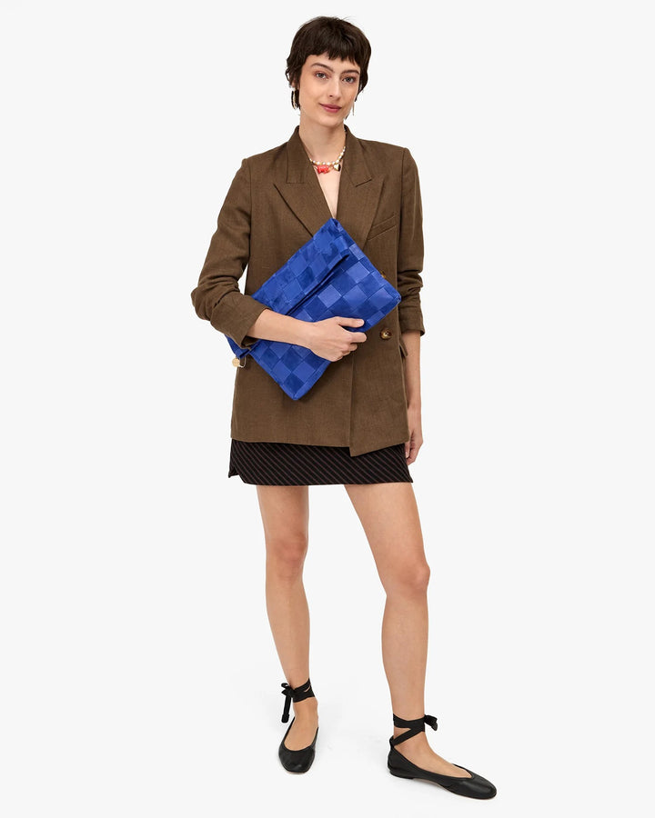 Clare V. - Carry All Clutch with Tabs in Lagoon Checker