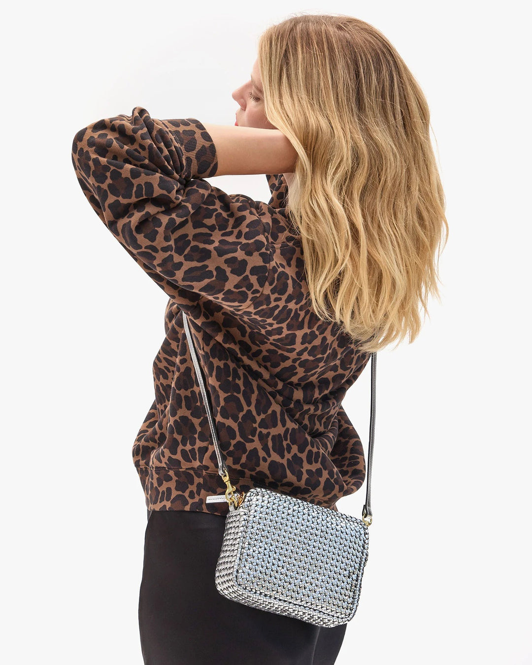 Clare V. - Midi Sac in Silver Woven Etoile Handbag