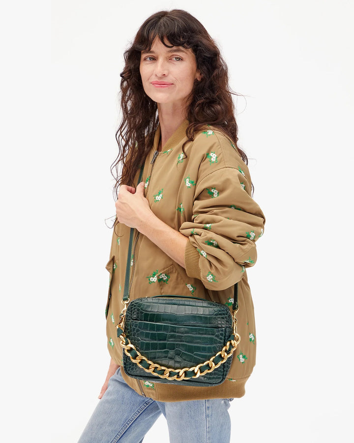 Clare V. - Mirabel in Deep Pine Embossed Croco