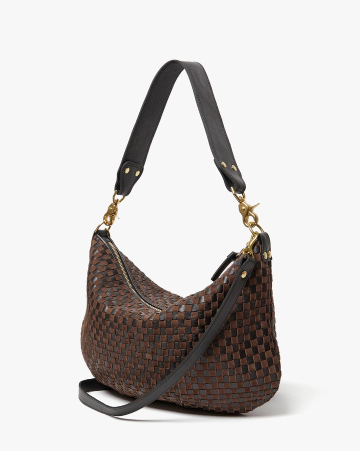 Clare V. - Moyen Messenger in Black/Chocolate Checker