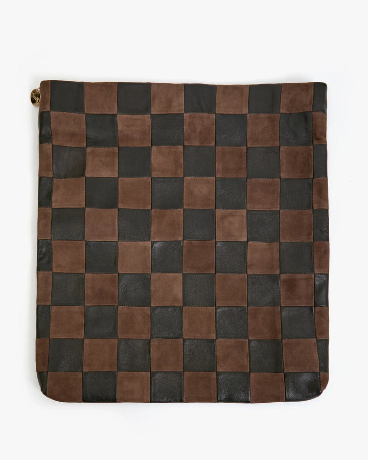 Clare V. - Carry All Clutch with Tabs in Black/Chocolate Checker