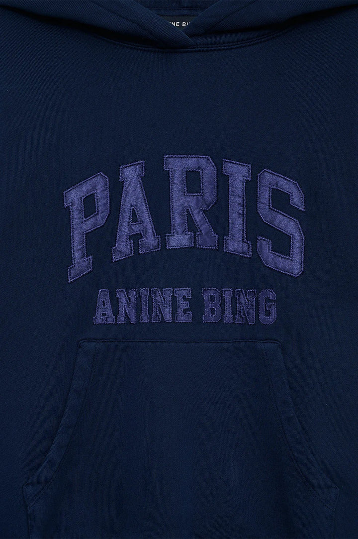 Anine Bing - Debbie Shrunken Hoodie Paris in Washed Navy