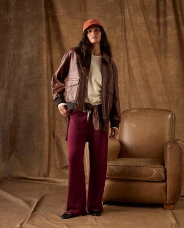 THE GREAT - The Fleece Lap Sweatpant in Plum