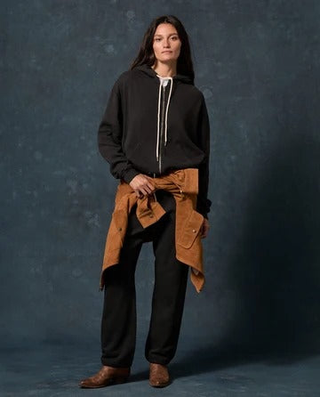 THE GREAT - Fleece Campus Hoodie in Almost Black Sweatshirts