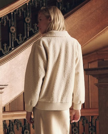 THE GREAT - The Patch Pocket Plush Jacket in Cream