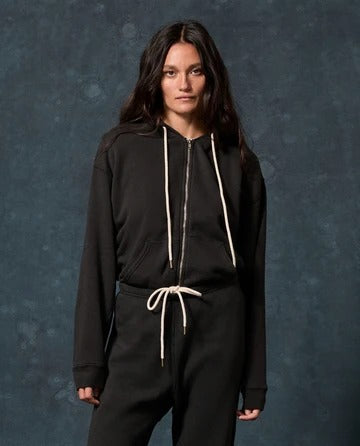 THE GREAT - Fleece Campus Hoodie in Almost Black Sweatshirts