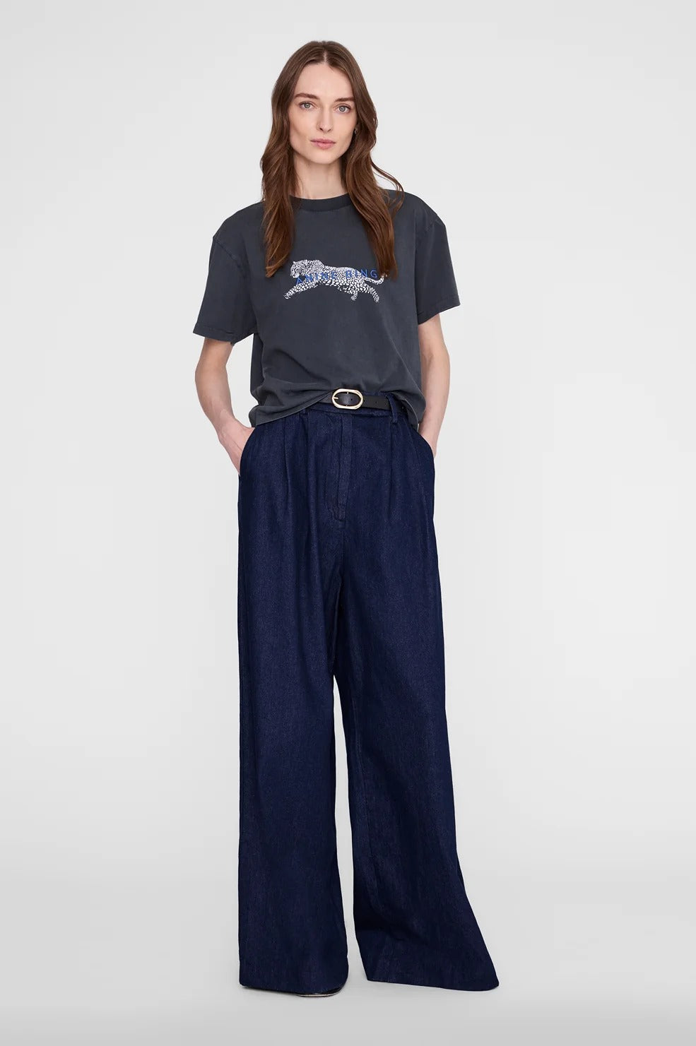 ANINE BING - Cade Tee Leopard in Washed Black