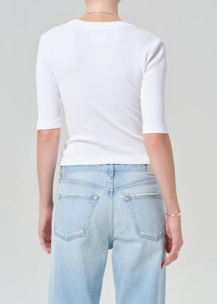 Citizens of Humanity - Nali Short Sleeve Henley in White Tops