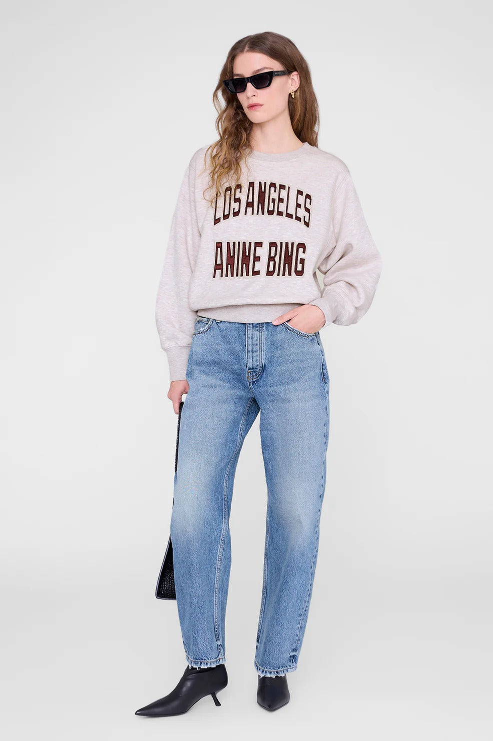 Anine Bing - Harry Shrunken Sweatshirt La in Oatmeal