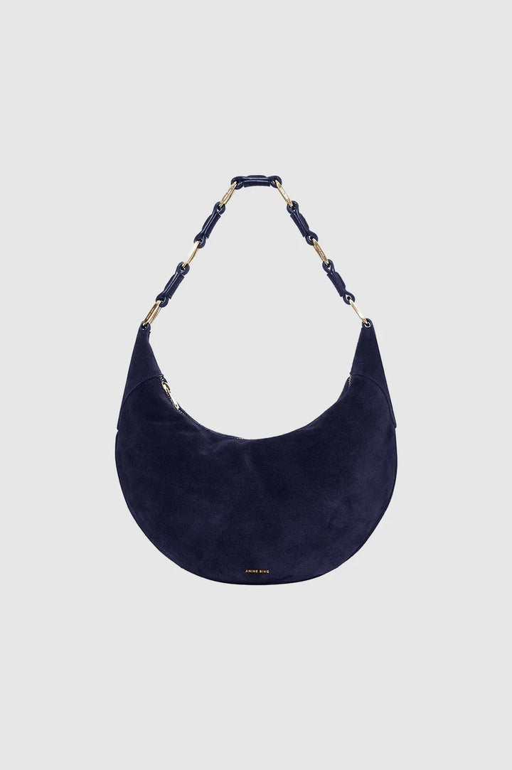 Anine Bing - Kate Hobo Bag in Navy Suede