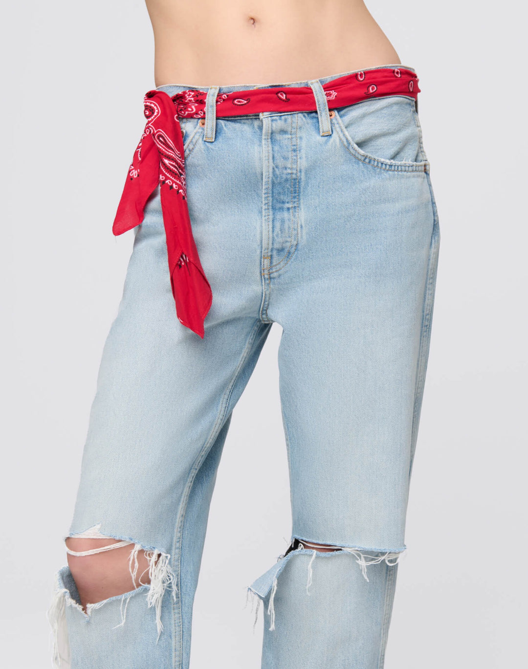 RE/DONE - 90s High Rise Loose with Bandana in Silver Spring Jeans
