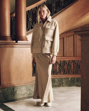 THE GREAT - The Patch Pocket Plush Jacket in Cream