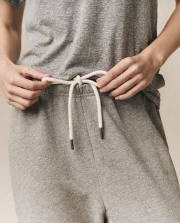 THE GREAT - Fleece Stadium Sweatpant in Dark Heather Grey