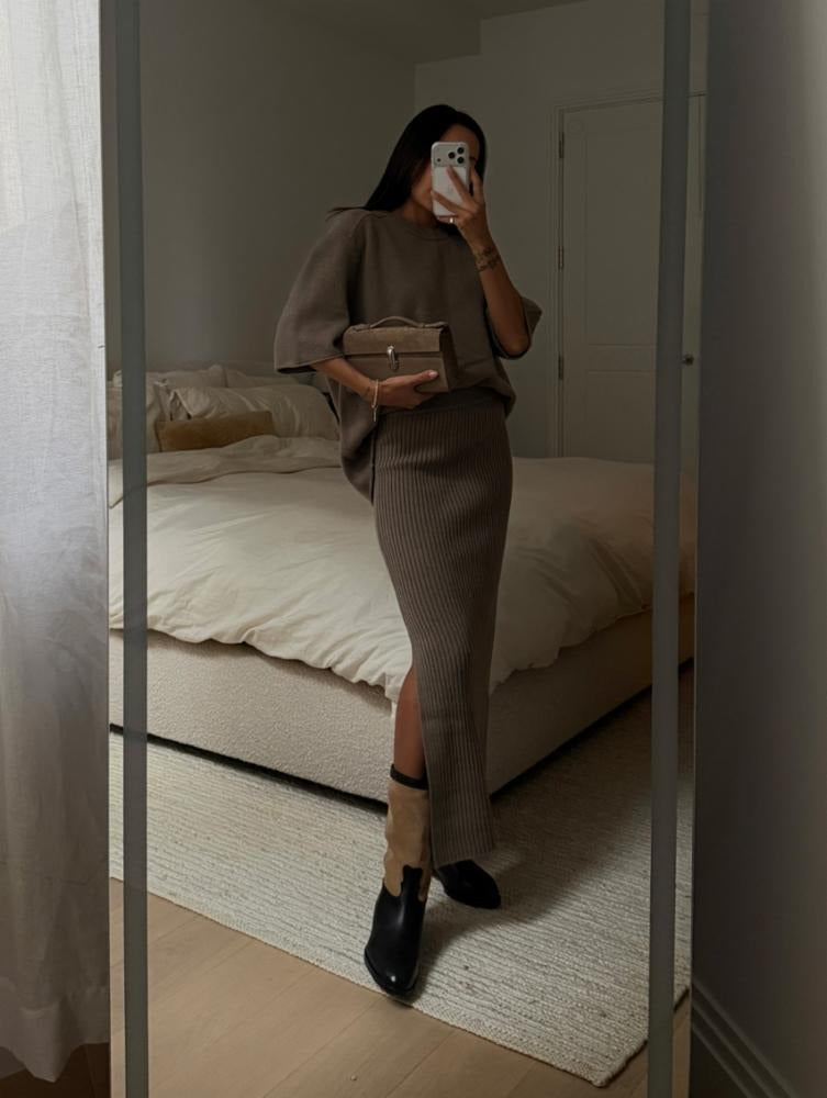 WHITE & WARREN - Cashmere Skirt in Soft Shale