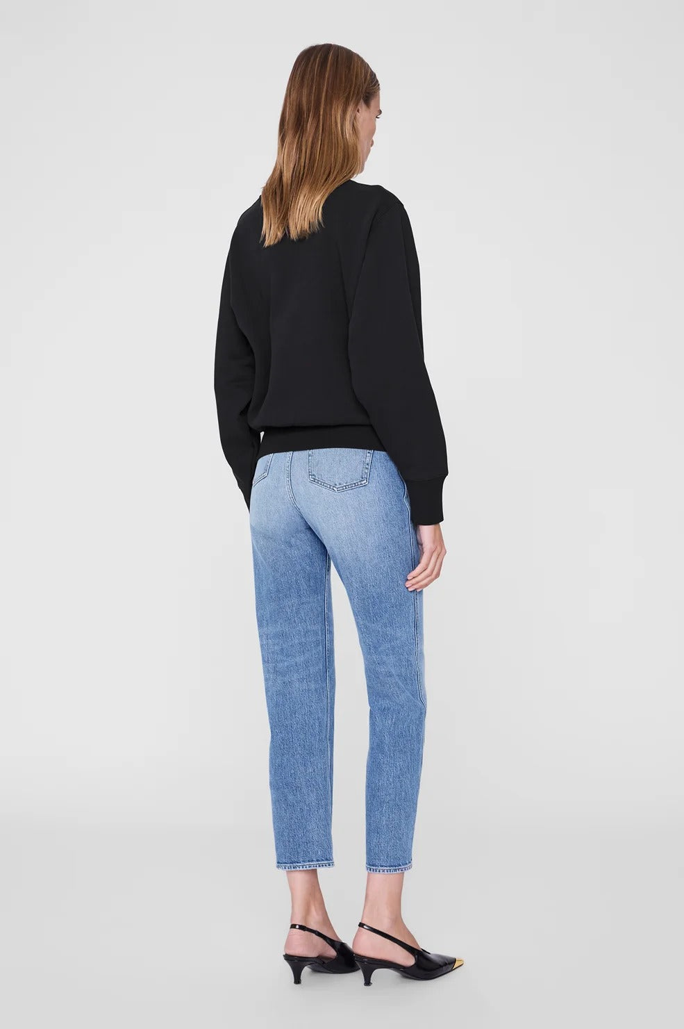 ANINE BING - Harry Shrunken Signet Sweatshirt in Black Sweatshirts