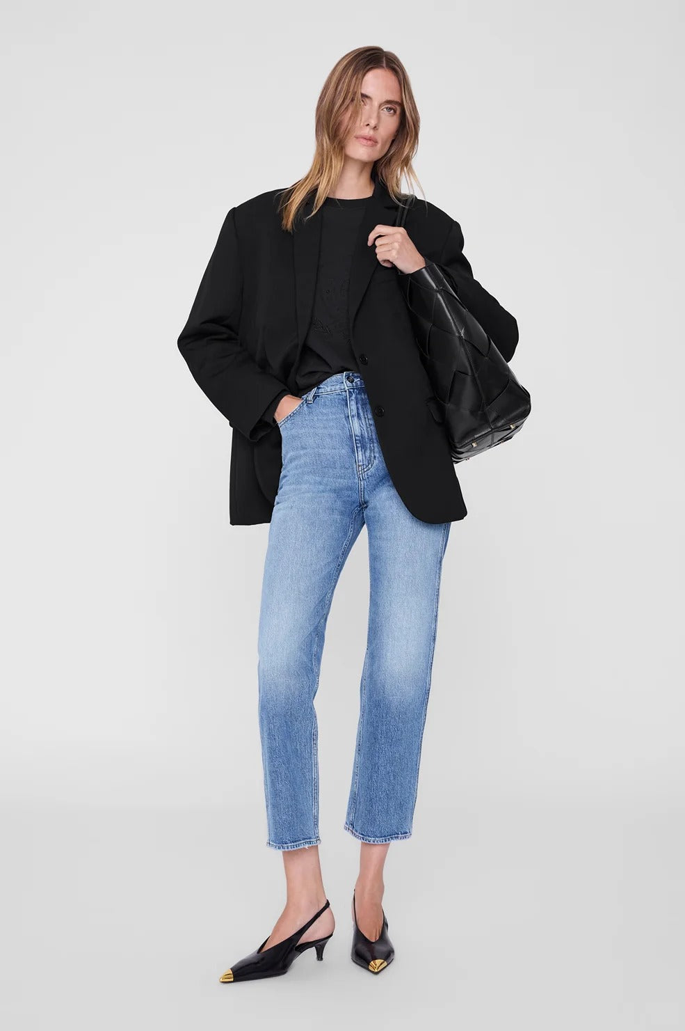 ANINE BING - Harry Shrunken Signet Sweatshirt in Black Sweatshirts
