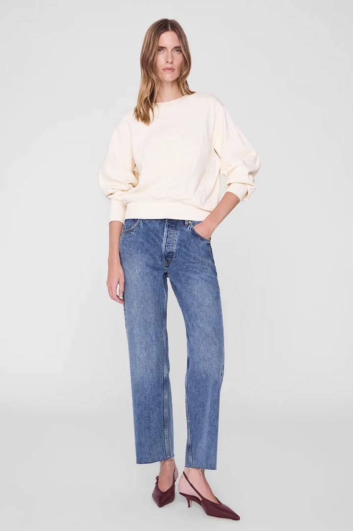 ANINE BING - Harry Shrunken Signet Sweatshirt in Ecru Sweatshirts