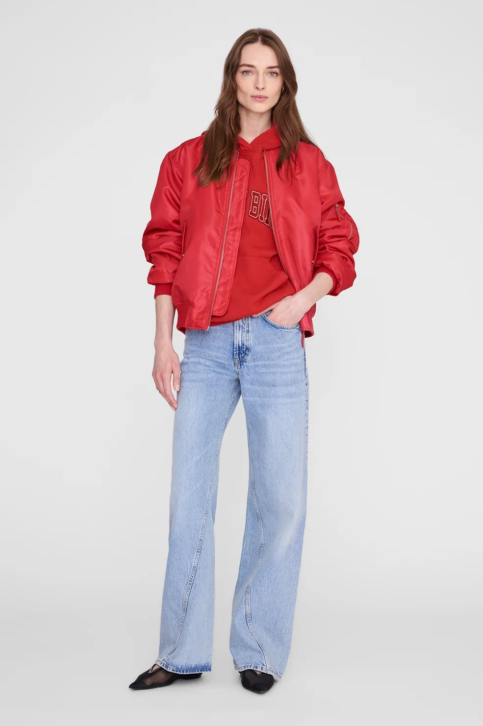 ANINE BING - Harvey Sweatshirt in Tango Red Graphic Sweatshirt