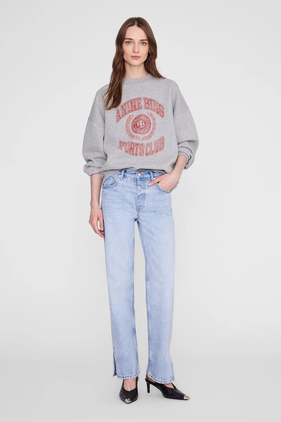 ANINE BING - Miles Sweatshirt Collegiate in Grey Sweatshirts