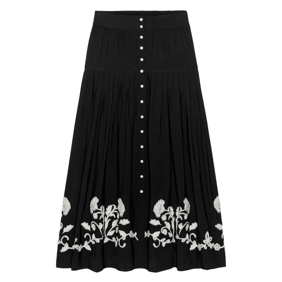 THE GREAT X STETSON - The Western Embroidered Highland Skirt in Black