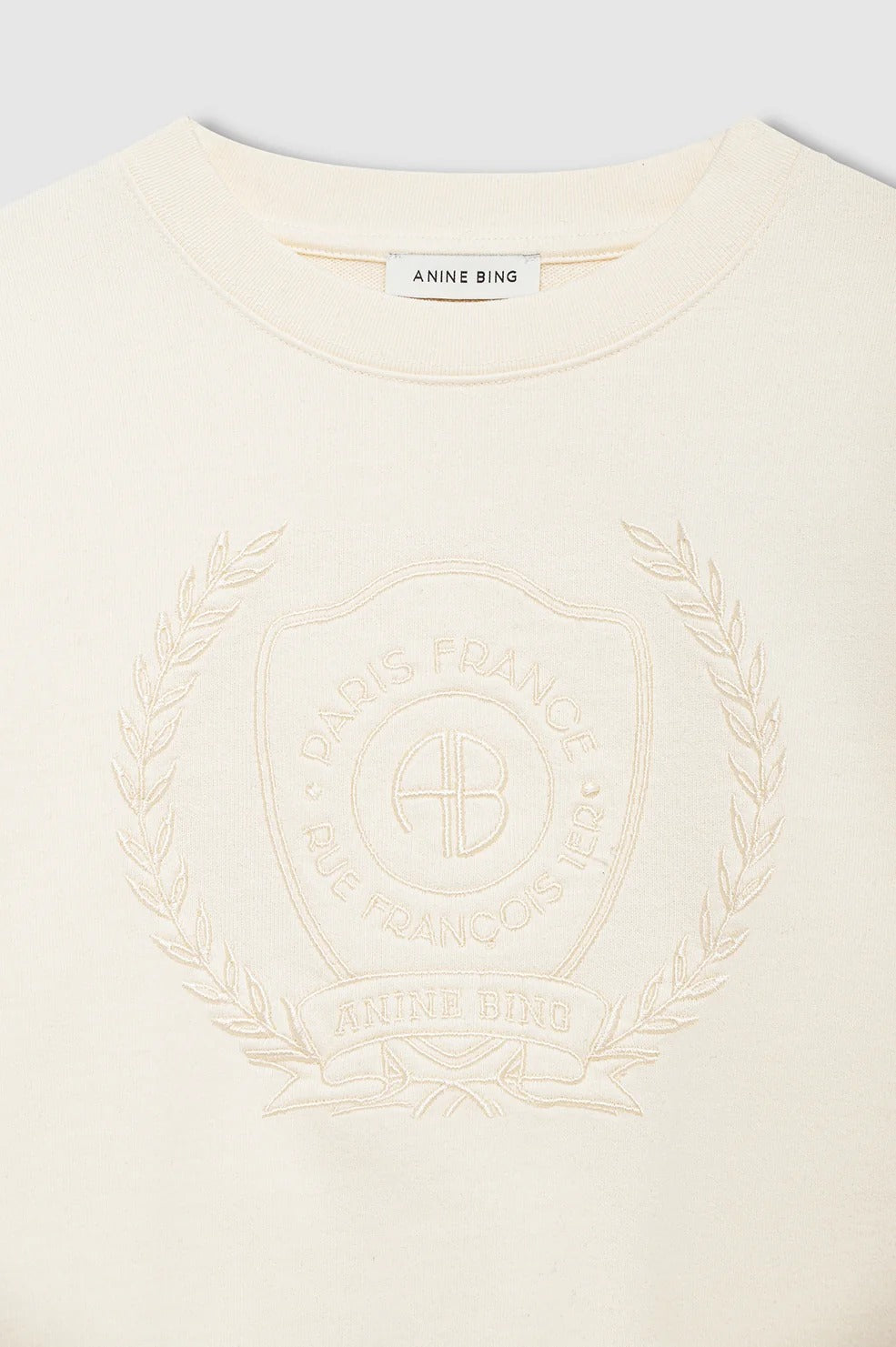 ANINE BING - Harry Shrunken Signet Sweatshirt in Ecru Sweatshirts