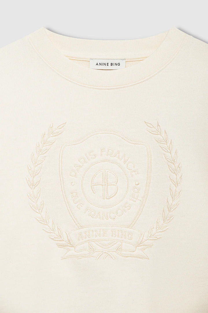 ANINE BING - Harry Shrunken Signet Sweatshirt in Ecru Sweatshirts