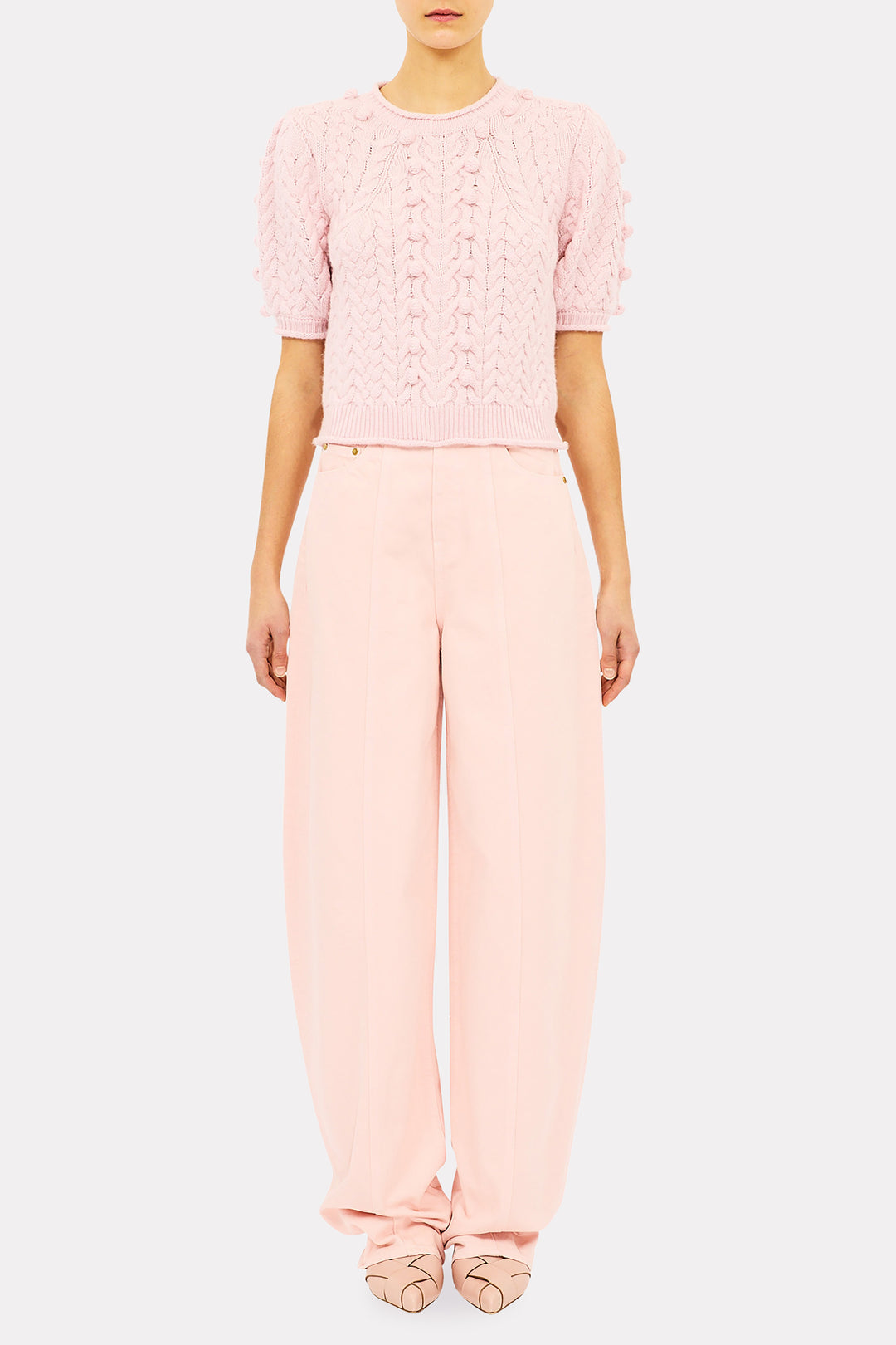 ULLA JOHNSON - Priscilla Puff Sleeve Knit Pullover in Petal