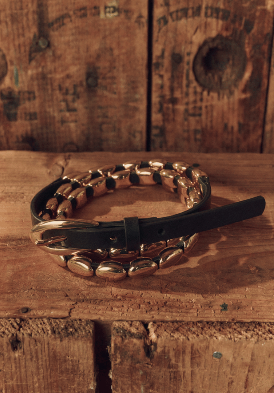THE GREAT X STETSON - The Beaded Belt in Black/Gold
