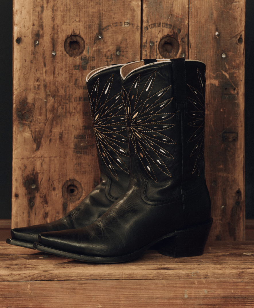 THE GREAT X STETSON - The Southwest Cowboy Boot in Black/Gold
