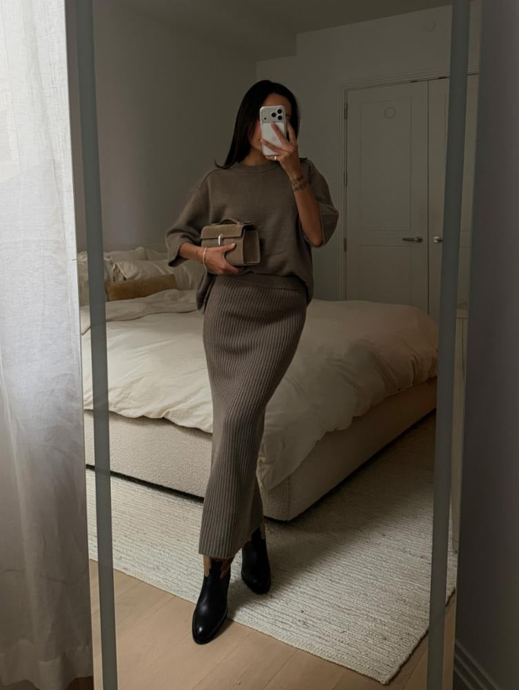 WHITE & WARREN - Cashmere Oversized Tee in Soft Shale