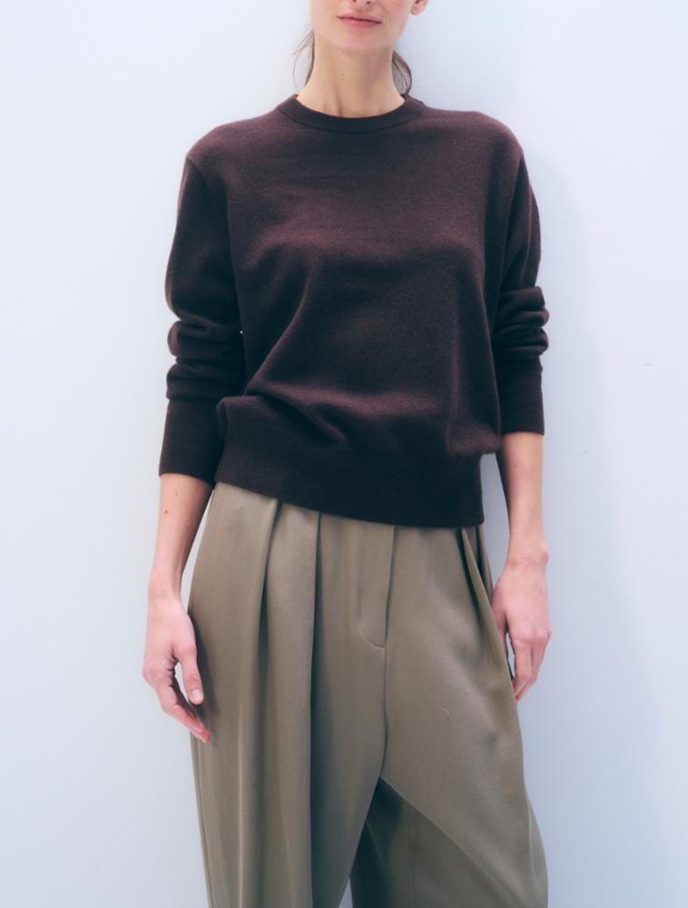 WHITE & WAREN - Cashmere Crew in Coffee Bean