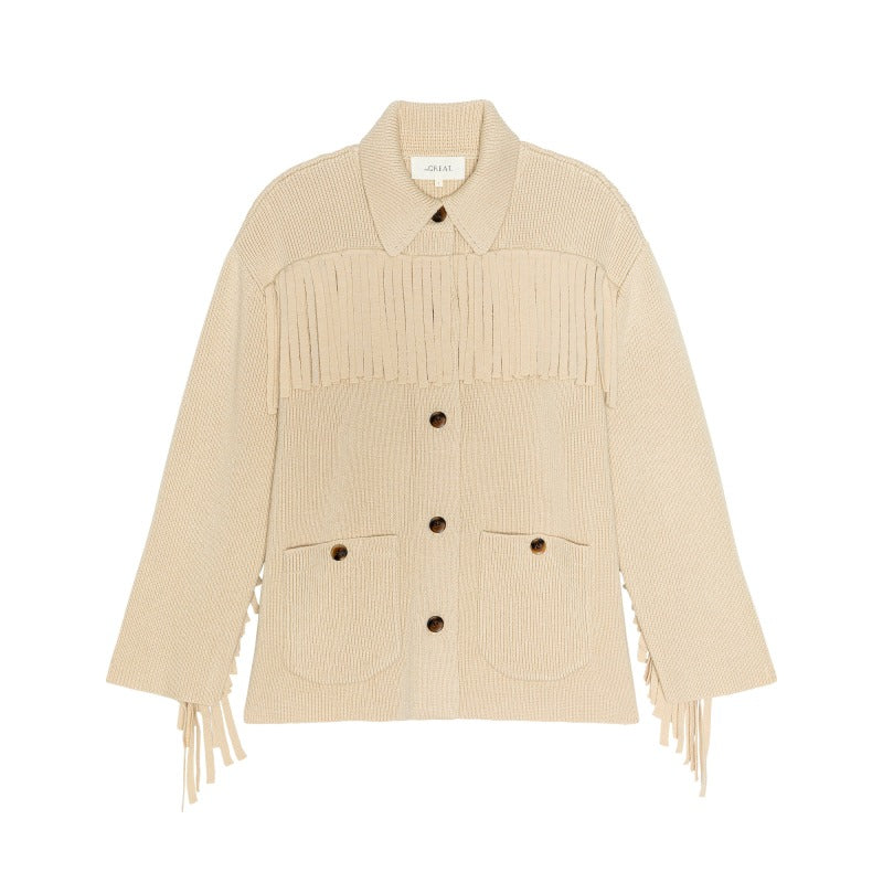 THE GREAT - The Western Fringe Sweater Jacket