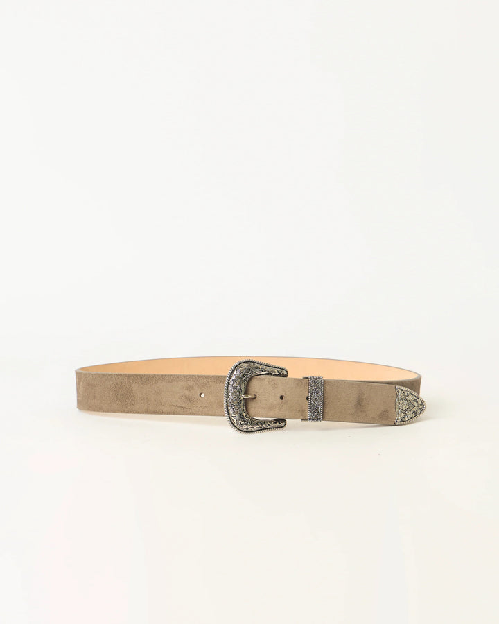 B-LOW THE BELT - Frank Suede Belt in Elephant Silver