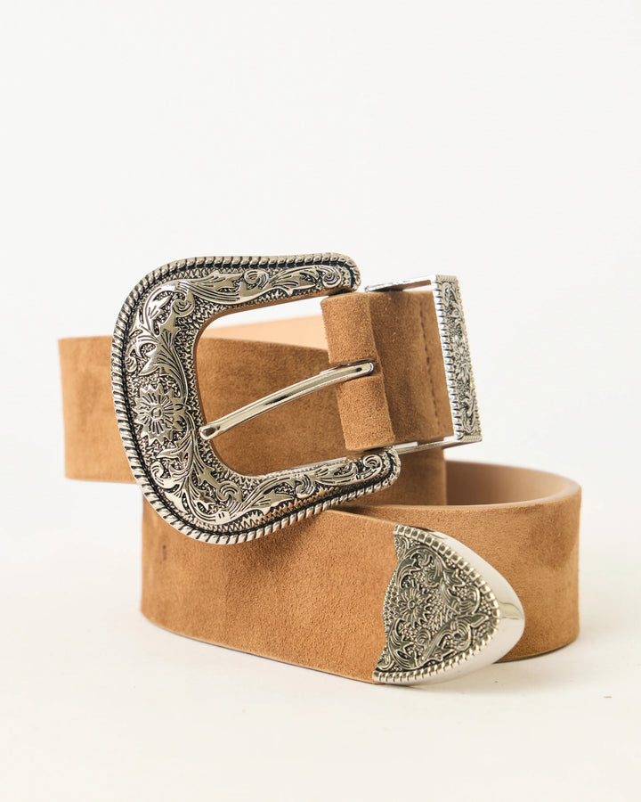 B-LOW THE BELT - Frank Suede Belt in Bronze Silver