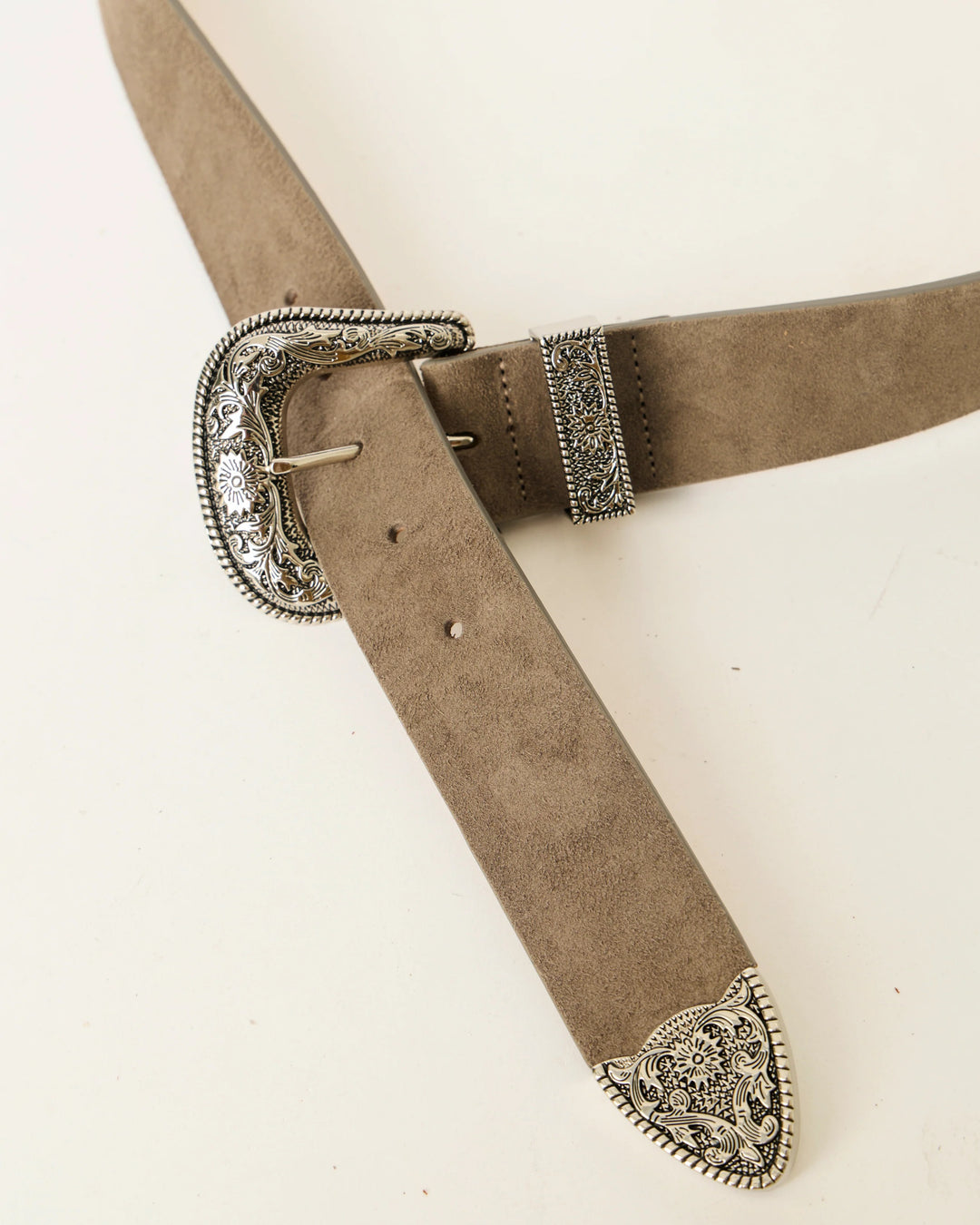 B-LOW THE BELT - Frank Suede Belt in Elephant Silver