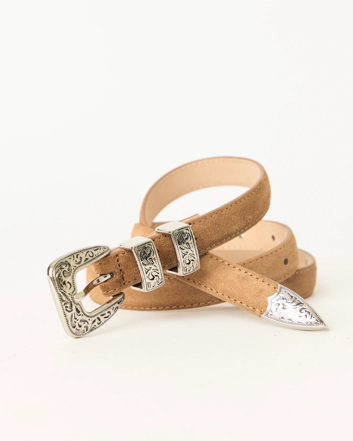 B-LOW THE BELT - Gunnar Suede Belt in Bronze Silver