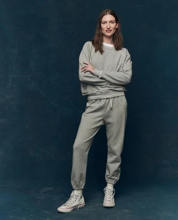THE GREAT - Fleece Stadium Sweatpant in Dark Heather Grey