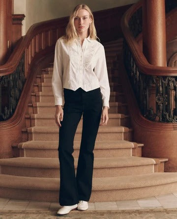 THE GREAT - The Waistcoat Button Up in White Blouse