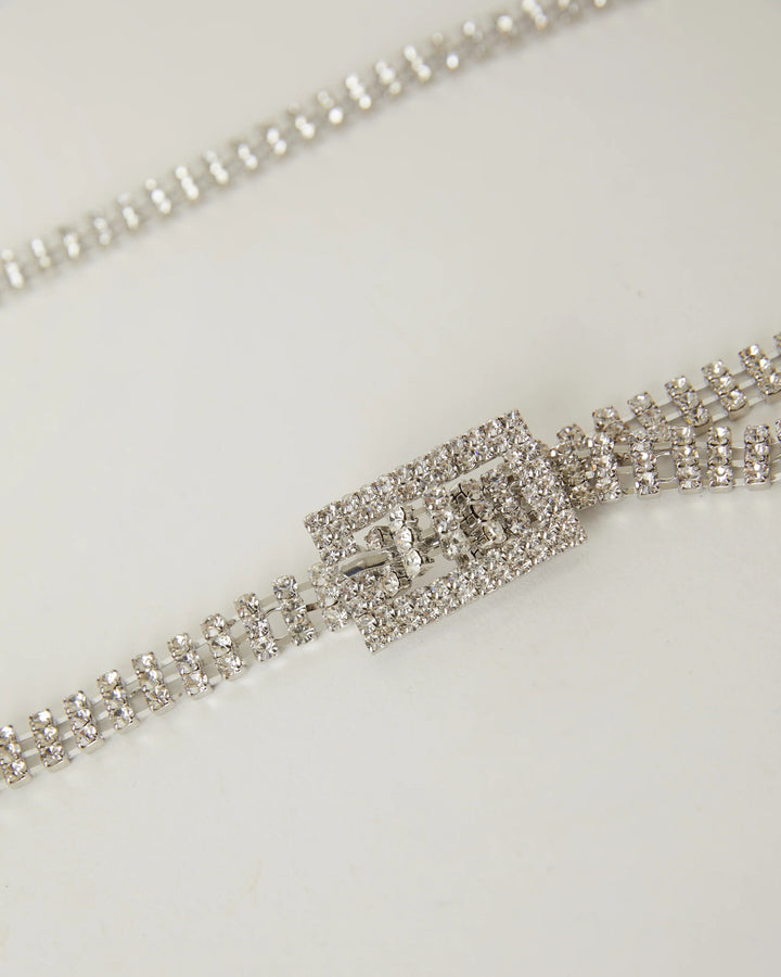 B-LOW THE BELT - Baby Farah Crystal Belt in Silver Belt