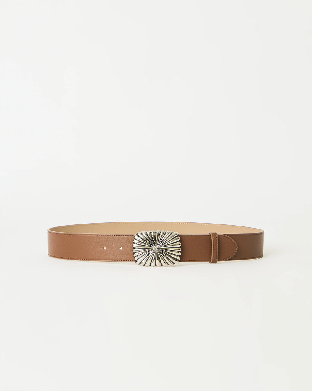B-LOW THE BELT - Cosmo Leather Belt in Tobacco Silver Belt